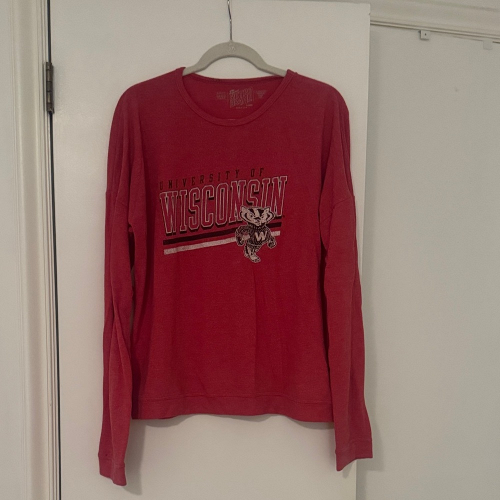 University of Wisconsin Red Long Sleeve Crewneck Shirt